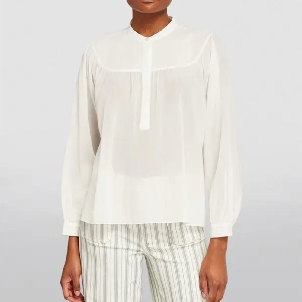 Frame Shirred popover blouse white size XS